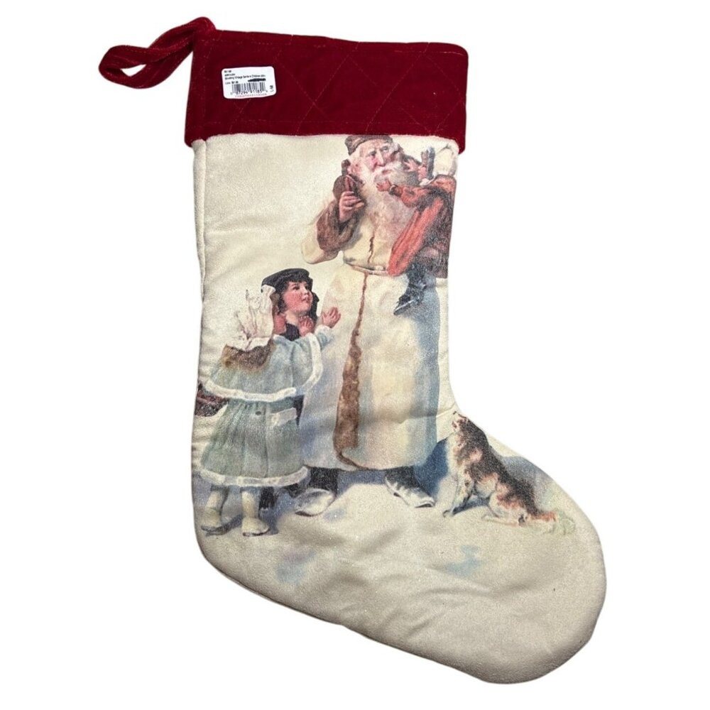 Nostalgia Christmas Stocking Santa With Children 20" Lots of Detail